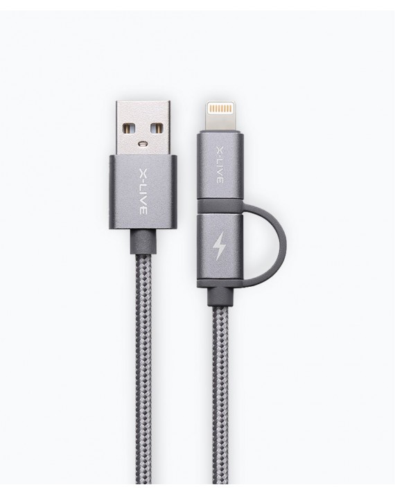 Golden Dragon 2  in 1 Charging Cable 2.1A Space Grey