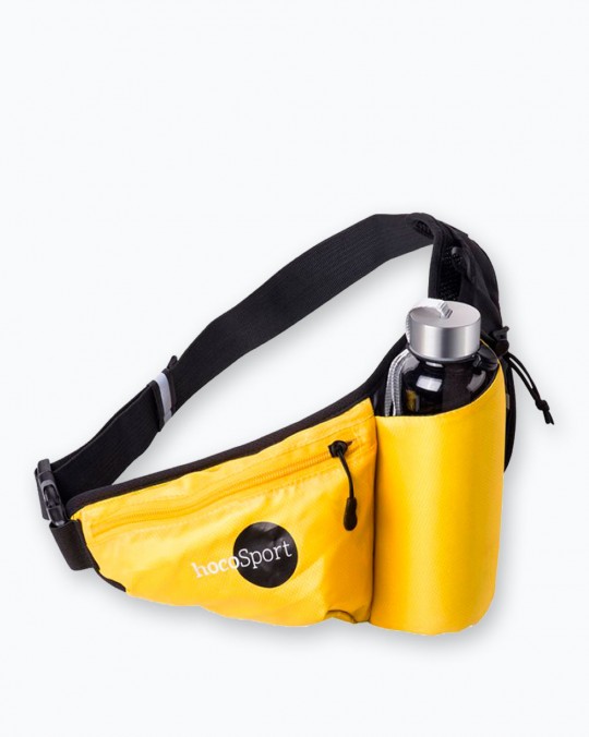 Waist Sports Pouch With Bottle Holder Yellow
